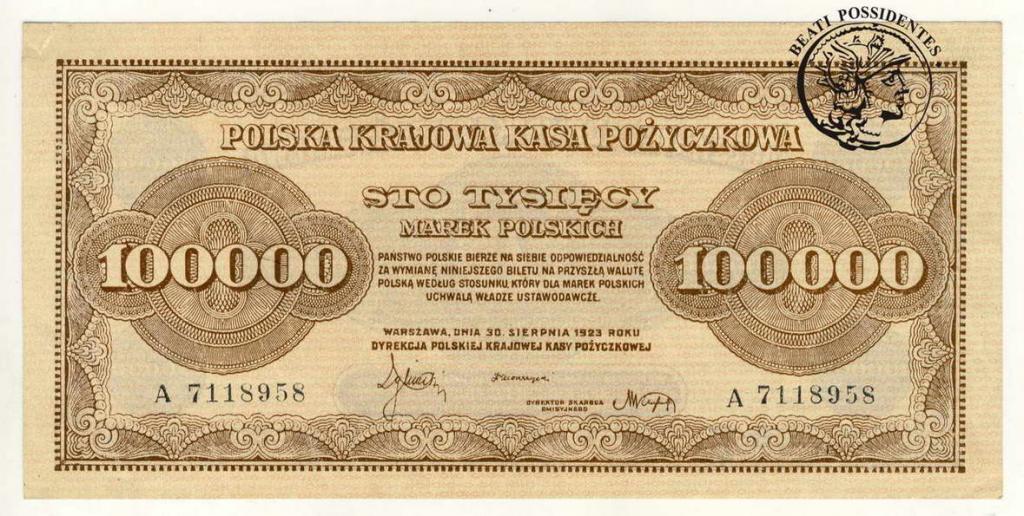 Polska 100 000 marek polskich 1923 seria A st.2