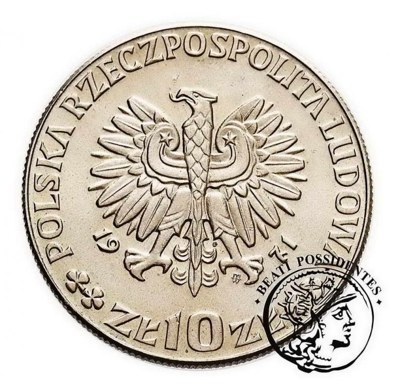 Polska PRÓBA CuNi 10 zł 1971 FAO kłosy st.1