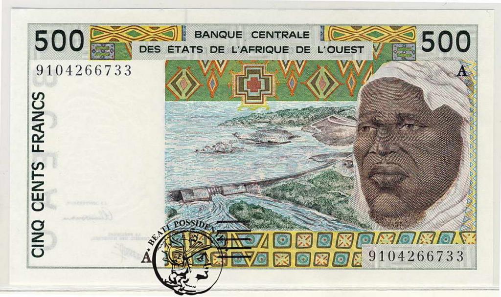 Wybrzeże Kości Słoniowej 500 franków A st.1
