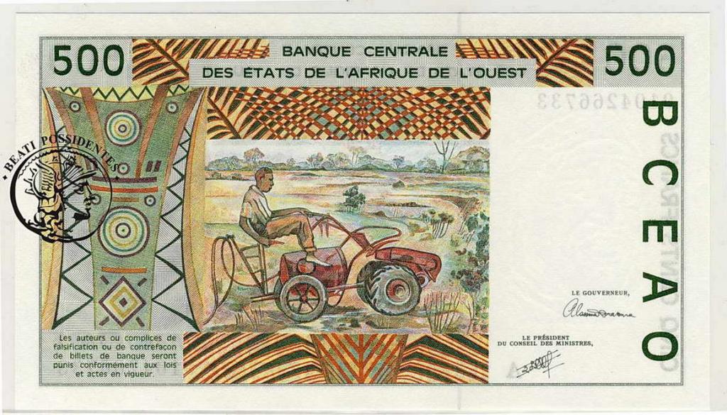Wybrzeże Kości Słoniowej 500 franków A st.1
