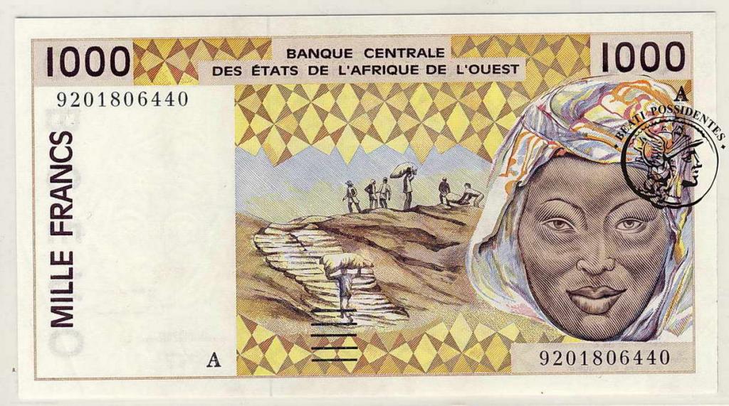 Wybrzeże Kości Słoniowej 1000 franków A st.1