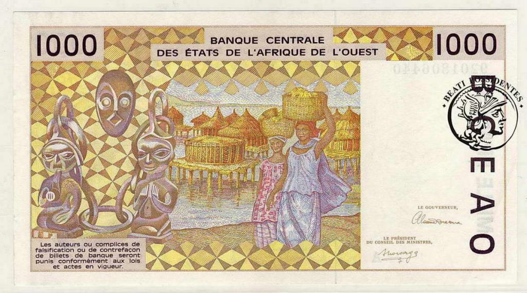 Wybrzeże Kości Słoniowej 1000 franków A st.1