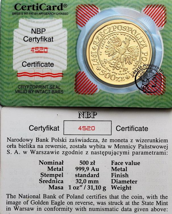 Polska III RP 500 złotych 1997 Orzeł Bielik st. 1