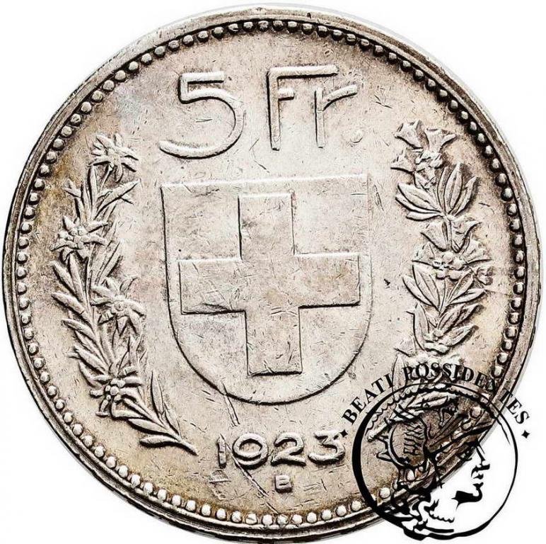 Szwajcaria 5 Franków 1923 B st. 2-/3+