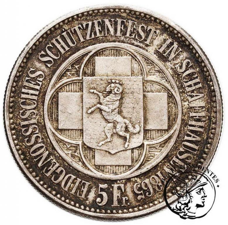 Szwajcaria 5 Franków 1865 Schaffhausen st.1-/2