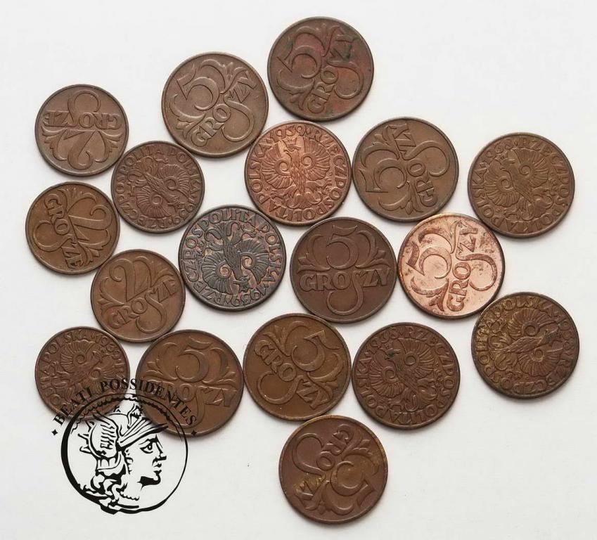 II RP Zestaw monet groszowych 1936-1939 st. 2-/3