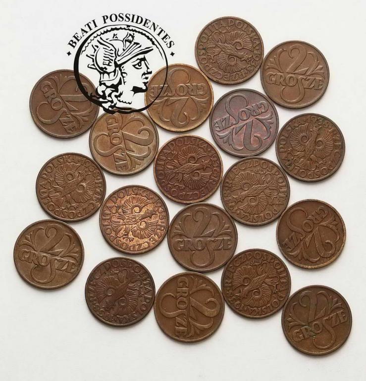 Zestaw monet 2 grosze 1936-1938 st. 1-/3+