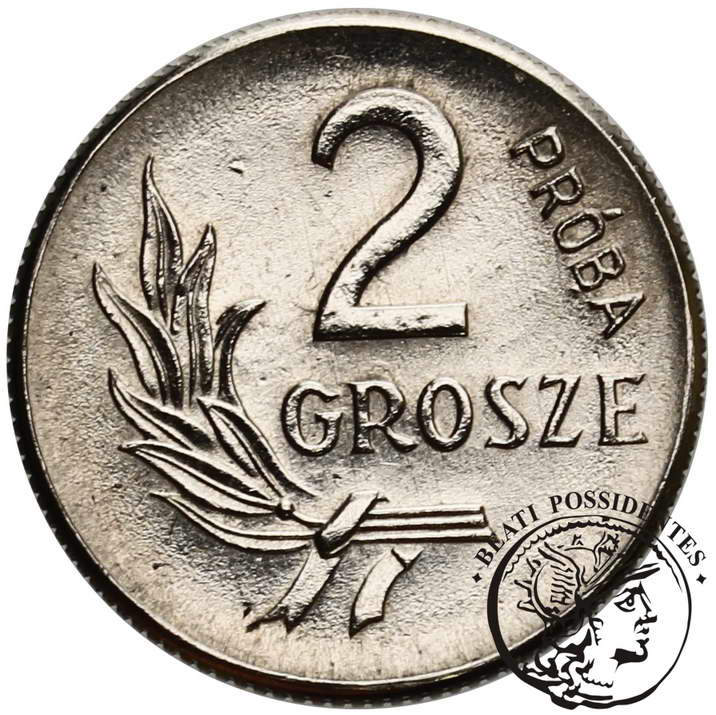 Polska PRL PRÓBA Nikiel 2 grosze 1949 st.1/1-