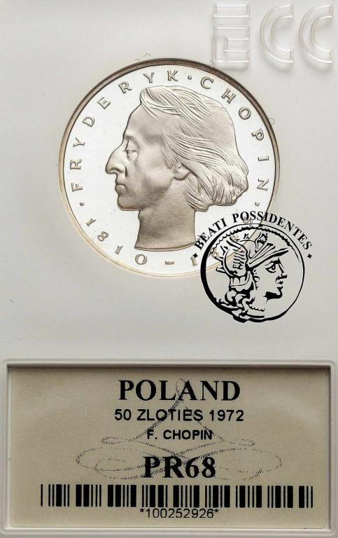 Polska PRL 50 złotych 1972 Chopin GCN PR68