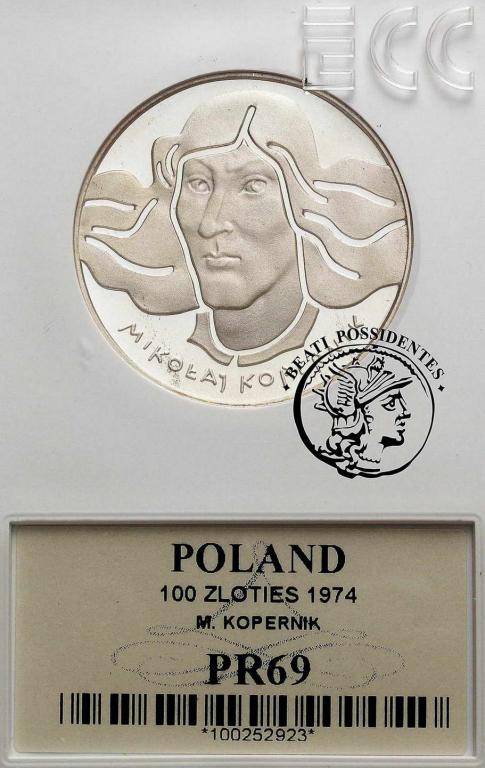 Polska PRL 100 złotych 1974 Kopernik GCN PR69