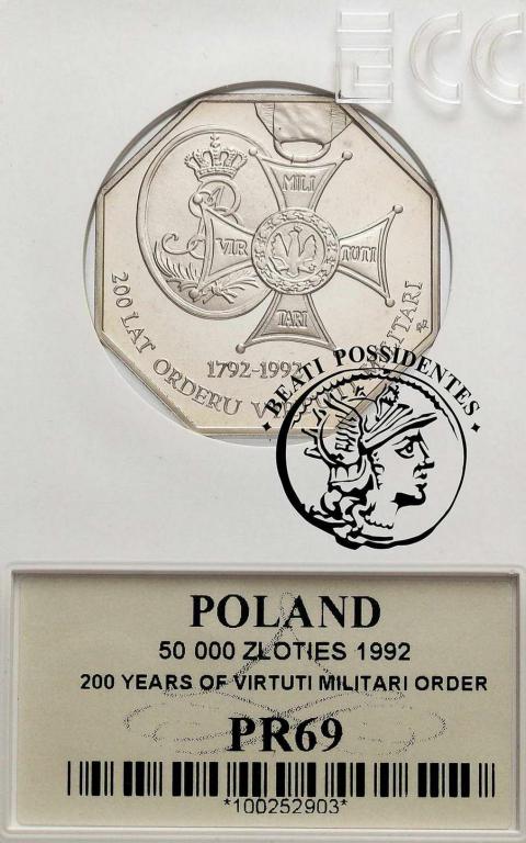 50 000 złotych 1992 Virtuti Militari GCN PR69