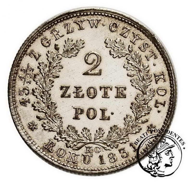 Powst Listopadowe 2 złote 1831 W-wa st. 2/2+