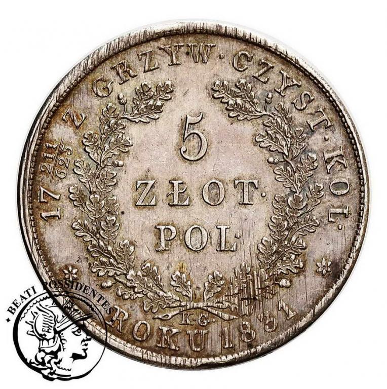 Powst Listopadowe 5 złotych 1831 W-wa st. 2