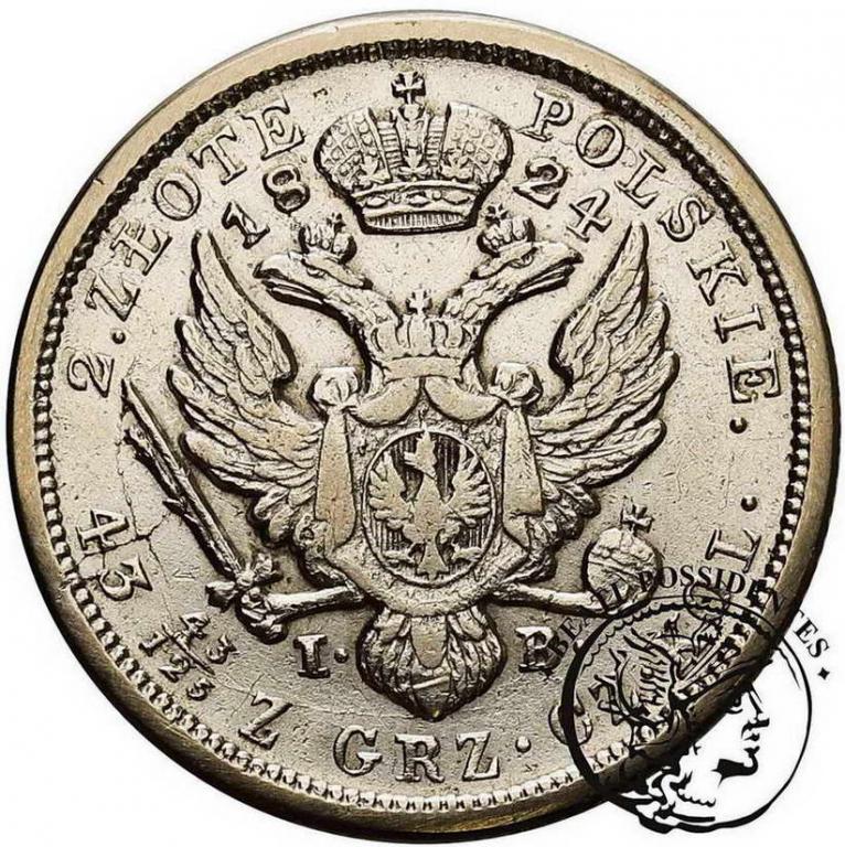 Polska Alexander I 2 złote 1824 st.3+
