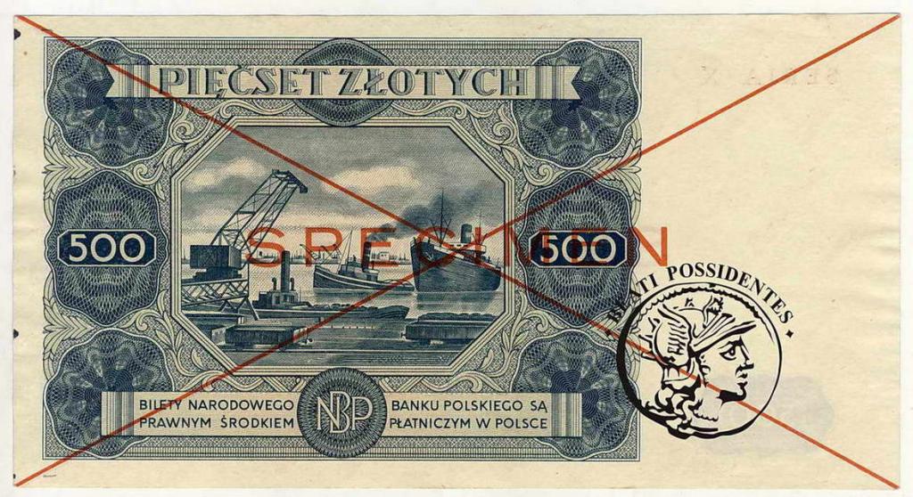 Polska 500 złotych 1947 SPECIMEN X-789 000 st.2