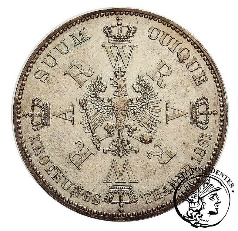 Niemcy Prusy talar 1861 koronacyjny st. 3+