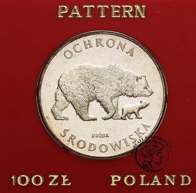 PRÓBA SREBRO 100 złotych 1983 Niedźwiedzie st.L