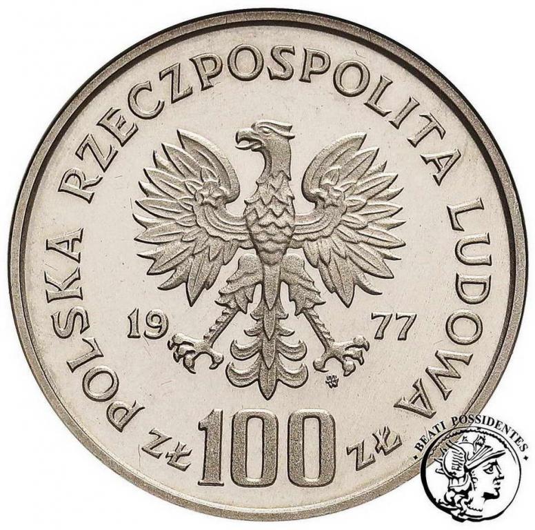 PRÓBA NIKIEL 100 złotych 1977 Żubr st.L-