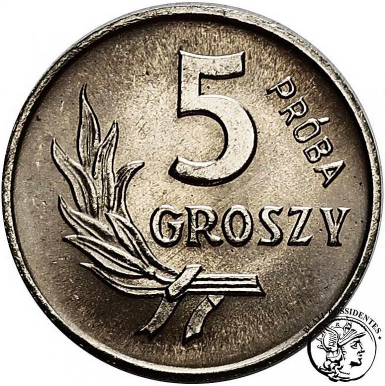Polska PRL PRÓBA Nikiel 5 groszy 1963 st.1