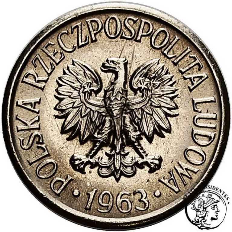 Polska PRL PRÓBA Nikiel 5 groszy 1963 st.1