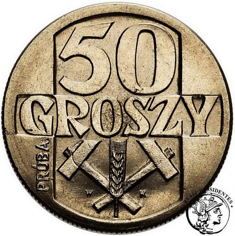 Polska PRL PRÓBA Nikiel 50 groszy 1958 st.1
