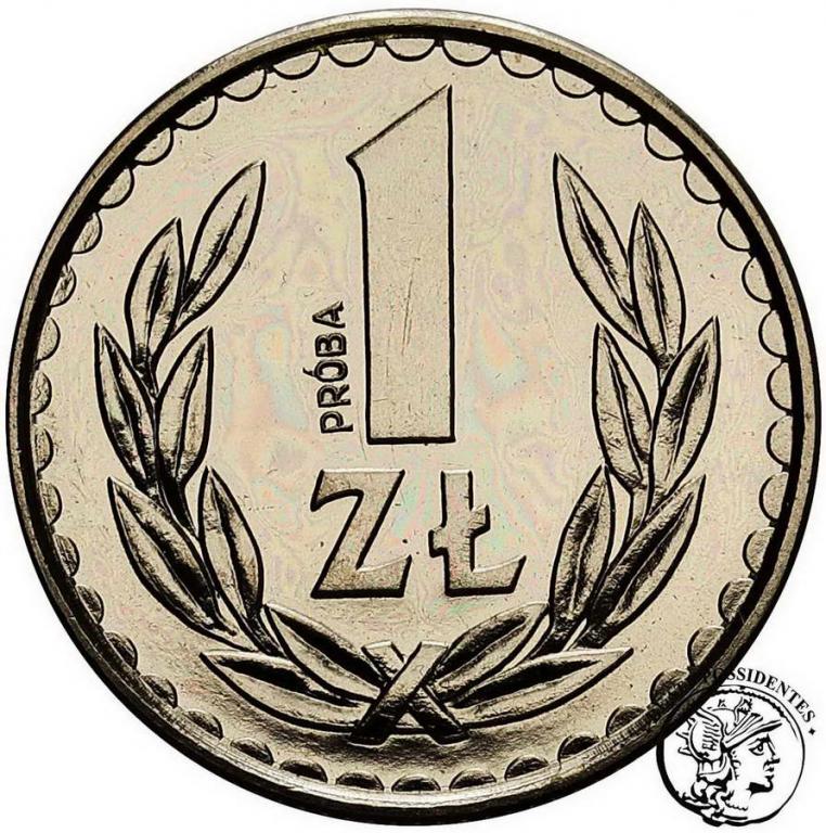 Polska PRL PRÓBA Nikiel 1 złoty 1986 st.1