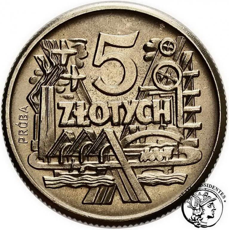 PRÓBA Nikiel 5 złotych 1959 Szyby kopalniane st.1