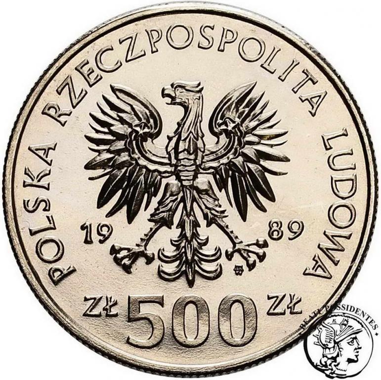 PRÓBA Nikiel 500 zł 1989 Naród Polski st. L