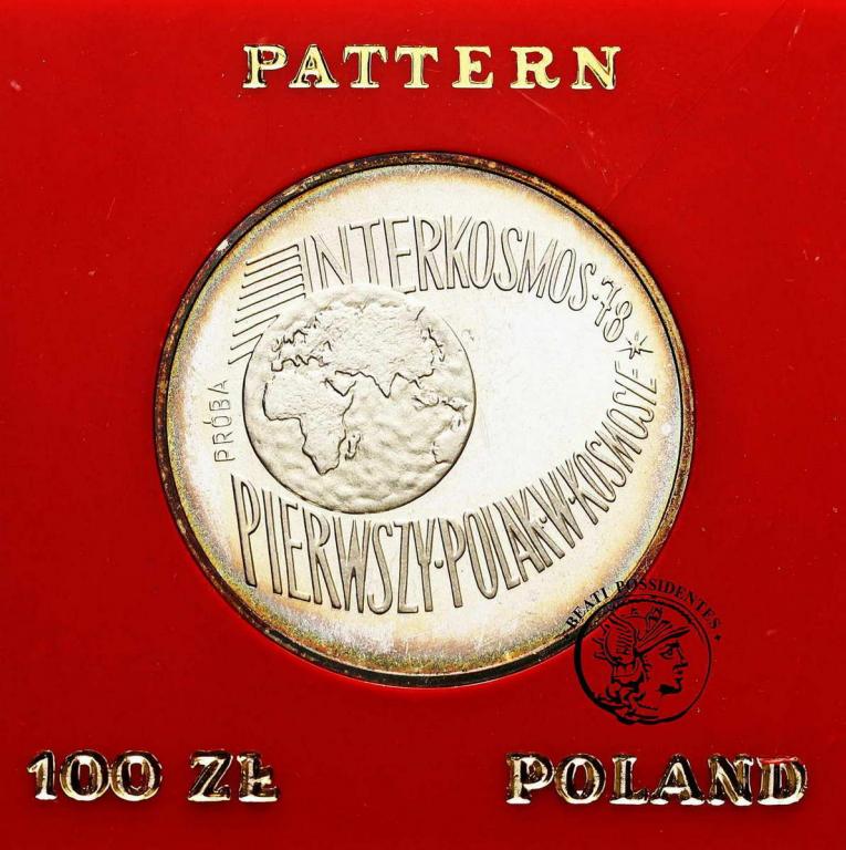 Polska PRÓBA srebro 100 zł 1978 Interkosmos stL/L-