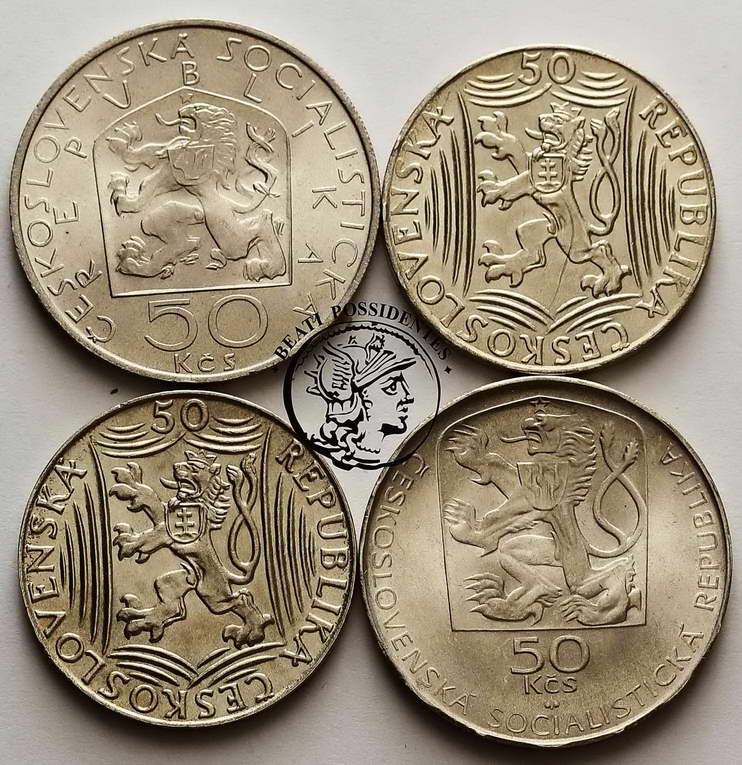 Czechosłowacja monety srebrne lot 4 szt. st. 1/2