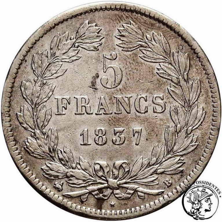 Francja 5 franków 1937 B Louis Philippe st. 2-