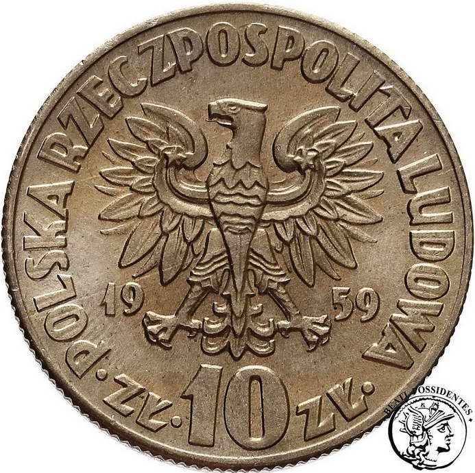 Polska PRL 10 złotych 1959 Kopernik st.1