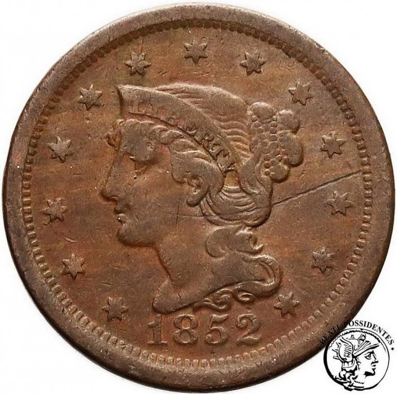USA 1 cent 1852 large cent st. 3