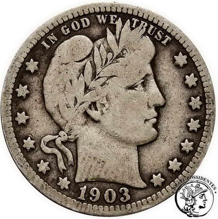 USA 25 centów 1903 Barber st. 3
