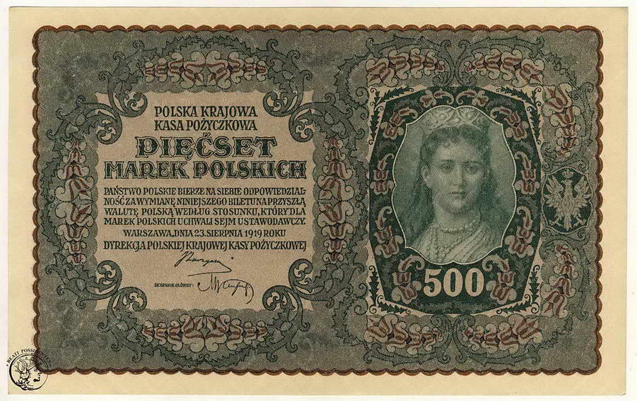 Polska 500 Marek polskich 1919 seria BP st. 1-
