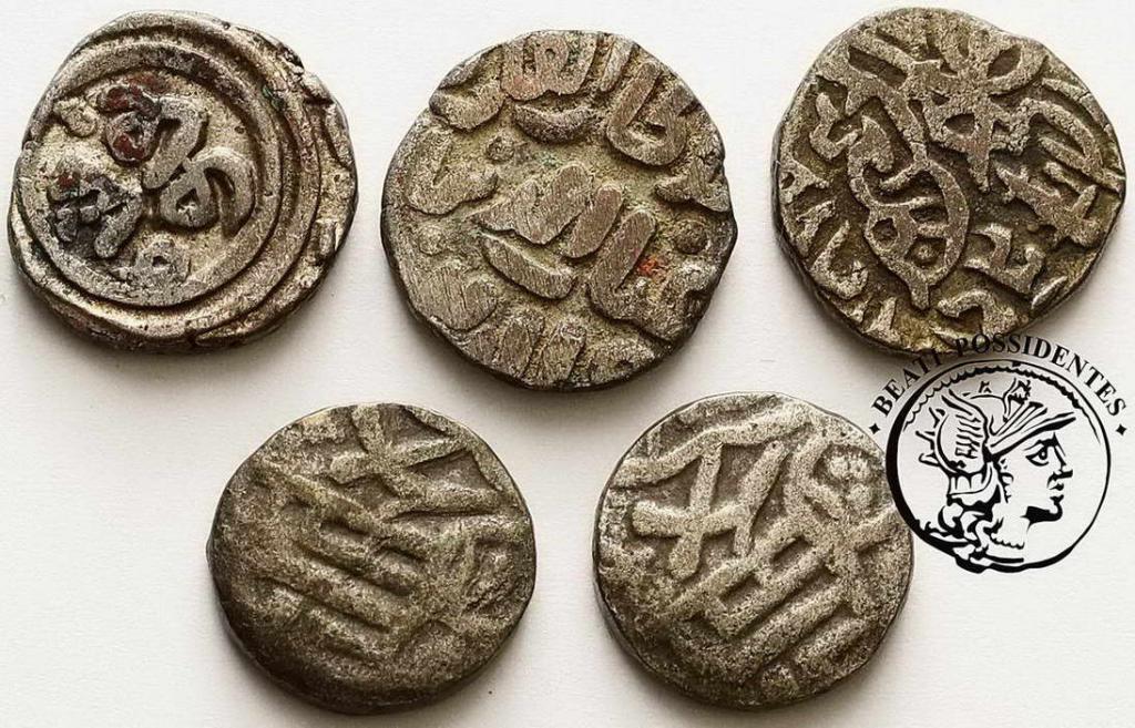 Indie starożytne monety srebrne lot 5 szt st. 4