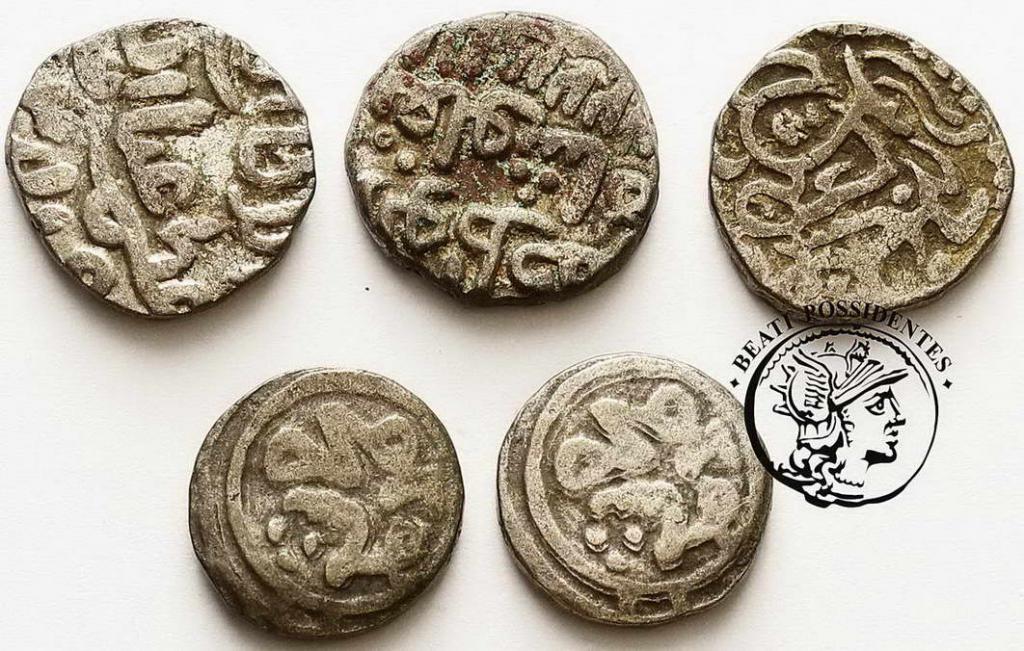 Indie starożytne monety srebrne lot 5 szt st. 4