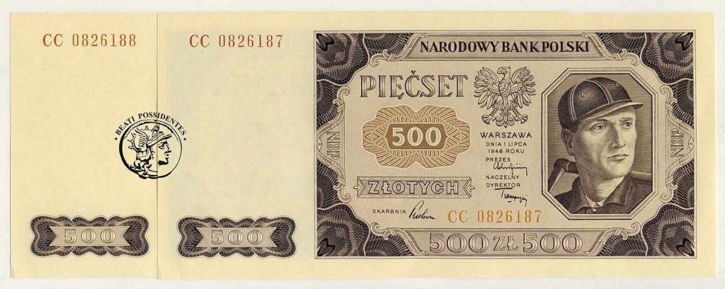 Polska 500 złotych 1948 seria CC lot 2 szt. st1/1-