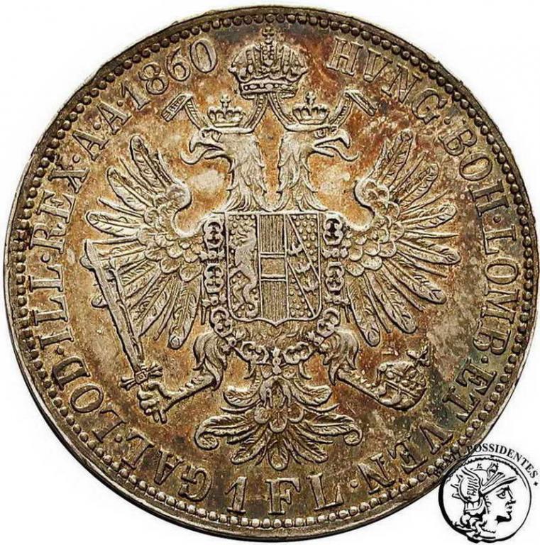 Austria 1 floren 1860 A FJ I st.1-/2+