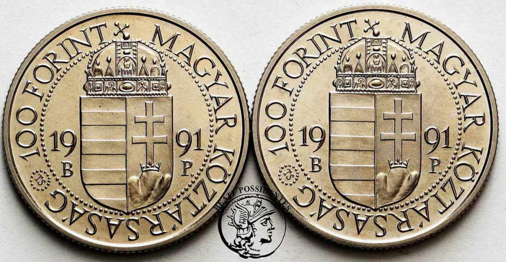 Węgry 100 forint 1991 Jan Paweł II lot 2 szt. st.1
