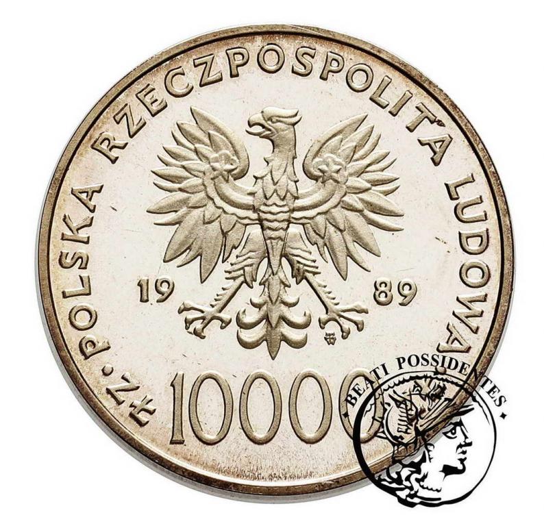 10 000 złotych 1989 Jan Paweł II kratka st.L-