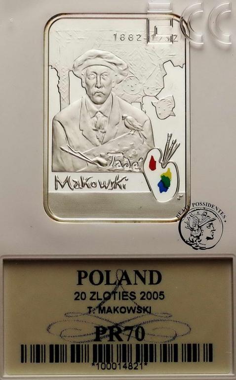 Polska III RP 20 złotych 2005 Makowski GCN PR70