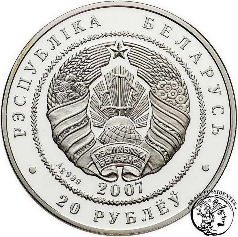 Białoruś 20 Rubli 2007 Wilki st.L