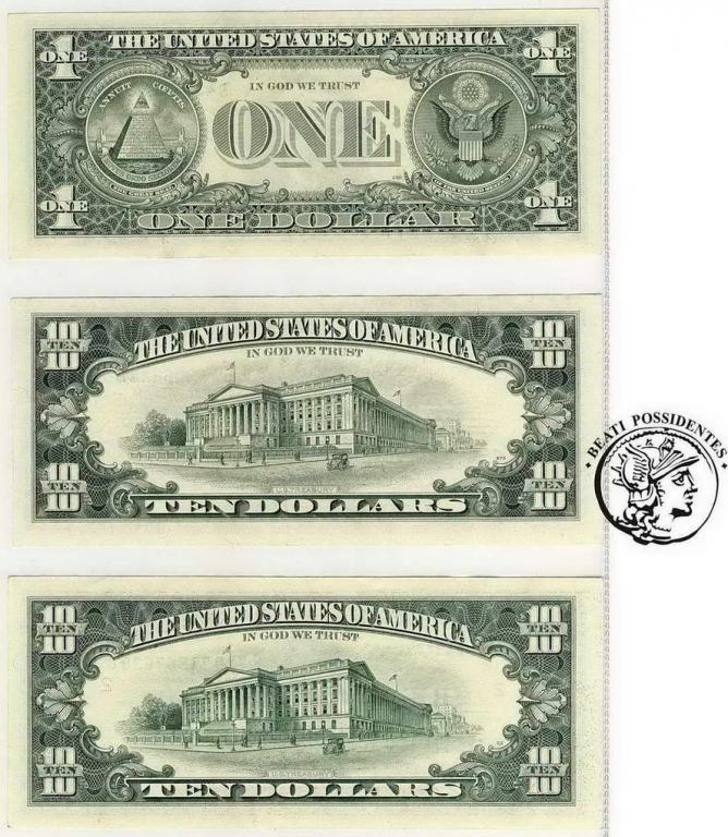 USA lot 2 x 10 dolarów + 1 dolar st.1/1-