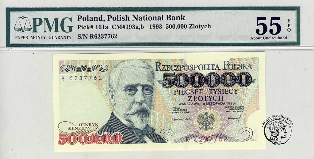 Polska 500 000 złotych 1993 seria R PMG 55