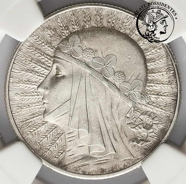 Polska II RP 5 złotych 1932 bez znaku NGC AU58