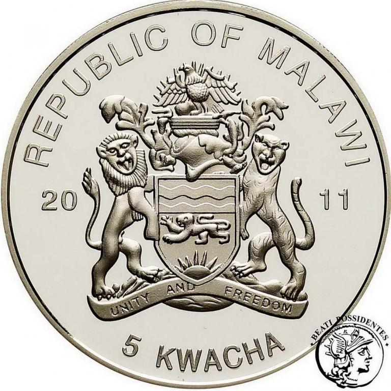 Malawi 5 kwacha Jan Paweł II pielgrzymka 2005 s.L