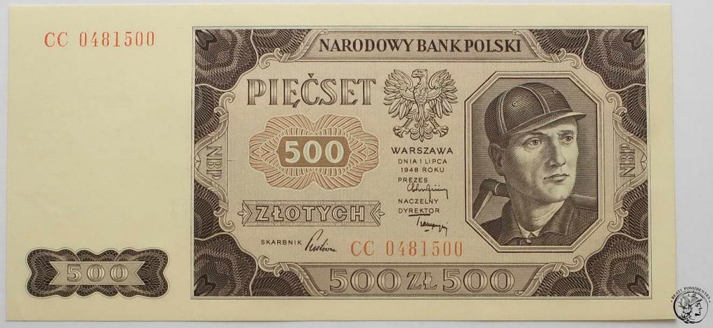 Polska 500 złotych 1948 seria CC st. 1