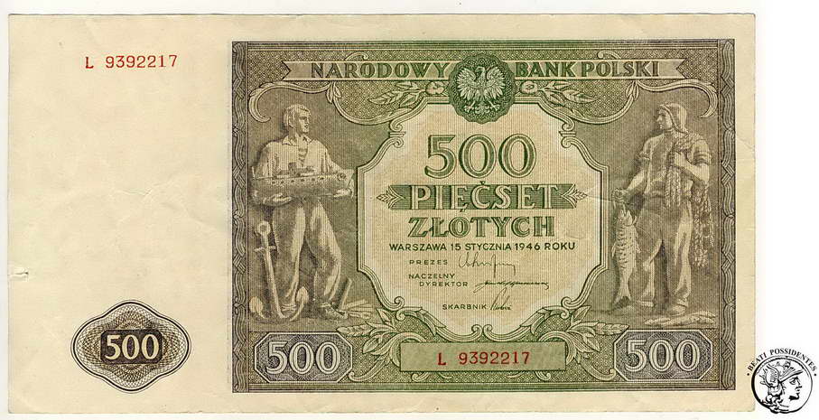 Polska 500 złotych 1946 seria L st. 3