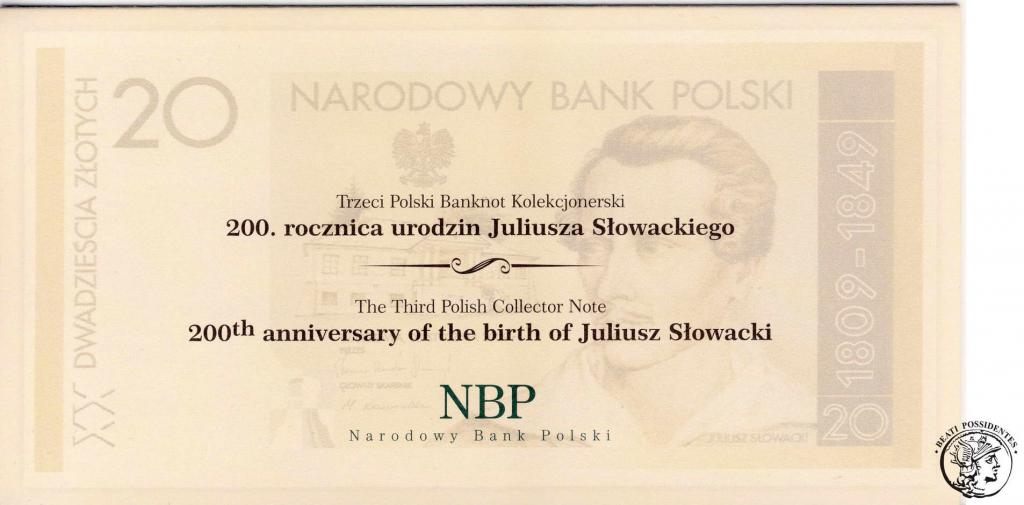 Polska 20 złotych 2009 Juliusz Słowacki st. 1